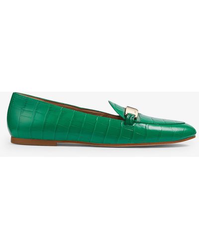 LK Bennett Primrose Mock-croc Embossed Leather Loafers - Green