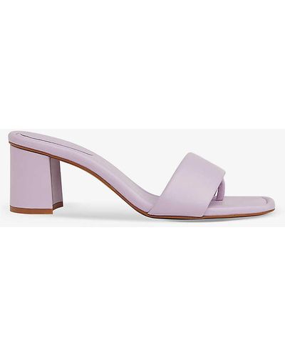 Whistles Marie Square-toe Heeled Leather Mules - Pink