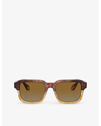 Giorgio Armani Ar8194u Rectangle-frame Acetate Sunglasses - Brown