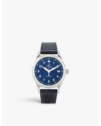 IWC Schaffhausen Iw324008 Pilot Stainless-steel And Leather Automatic Watch - Blue