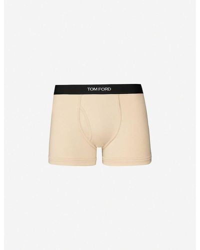 Tom Ford Logo-embroidered Cotton-blend Jersey Boxers - Natural