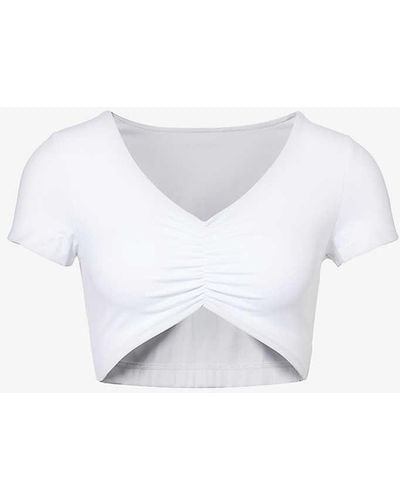 ADANOLA Ultimate Ruched-front Stretch-woven Top X - White