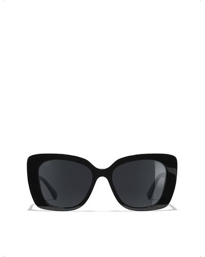 CHANEL, Accessories, Chanel Ch548 Black Square Sunglasses With Pears  Polarized