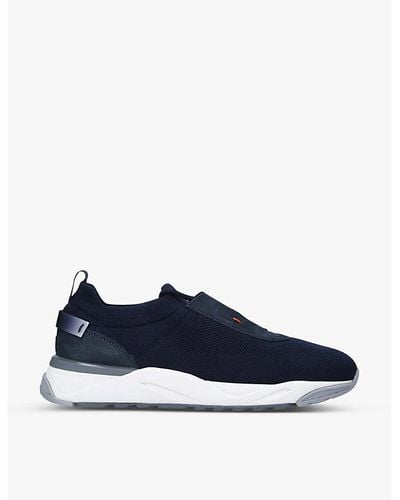 Santoni Vy Low-top Knit-fabric Sneakers - Blue