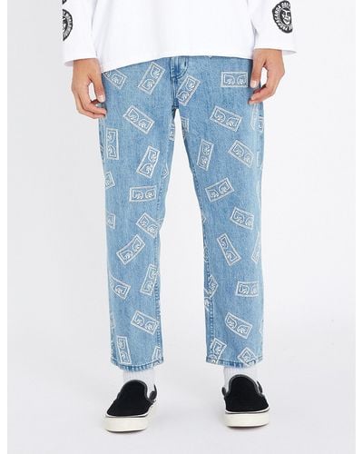 Obey Bender Eyes Regular-fit Tapered Jeans - Blue