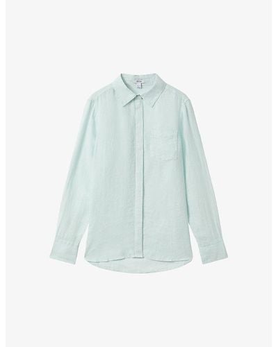 Reiss Belle Relaxed-fit Long-sleeve Linen Shirt - Blue