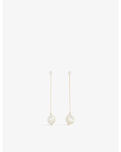 Mateo Baroque 14ct Yellow-gold And Double-pearl Drop Earrings - White