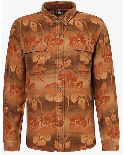 RRL Matlock Floral-print Relaxed-fit Cotton Shirt X - Brown