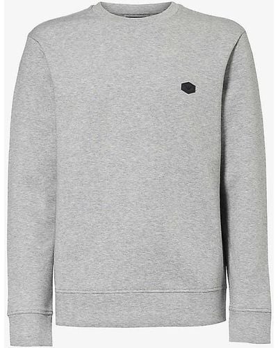 Emporio Armani Logo-patch Stretch Cotton-blend Sweatshirt - Grey