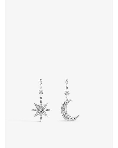 Thomas Sabo Royalty Star & Moon Sterling-silver Drop Earrings - White