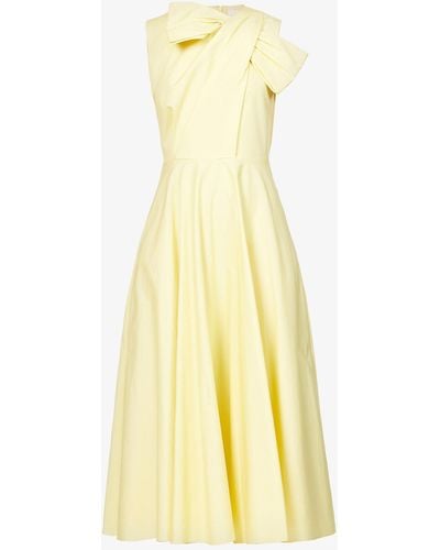 ROKSANDA Brigitte Bow-detailing Cotton-poplin Midi Dress - Yellow