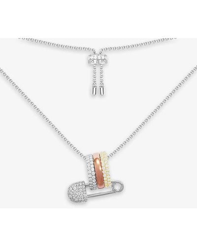 Apm Monaco Pin Sterling- And Zirconia Adjustable Necklace - White