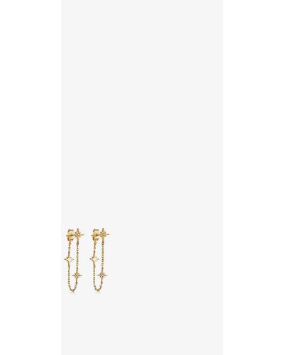 Astley Clarke Celestial 18ct Yellow Gold-plated Vermeil Sterling Silver And Sapphire Chain Earrings - Metallic