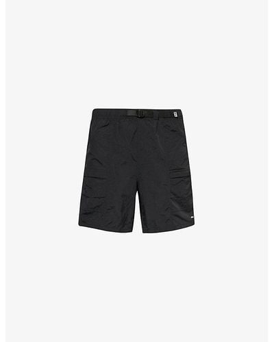 Obey Route Brand-patch Regular-fit Woven Shorts - Black