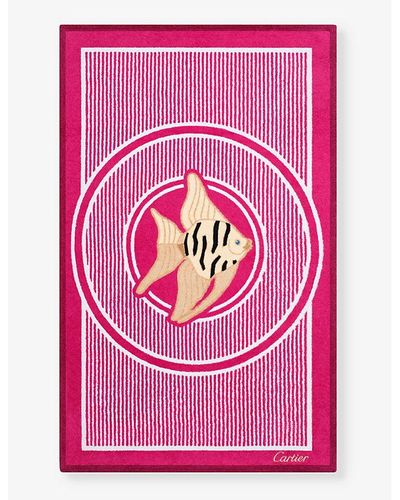 Cartier Characters Graphic-print Cotton Beach Towel 95cm X 155cm - Pink