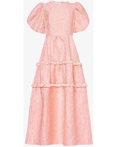 Sister Jane Jacquard-texture Woven Midi Dress - Pink