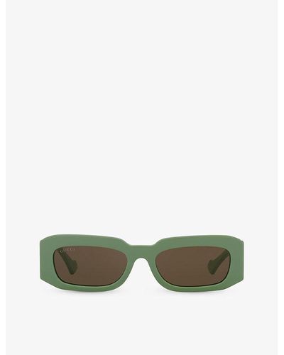 Gucci Gc002108 gg1426s Rectangle-frame Acetate Sunglasses - Green