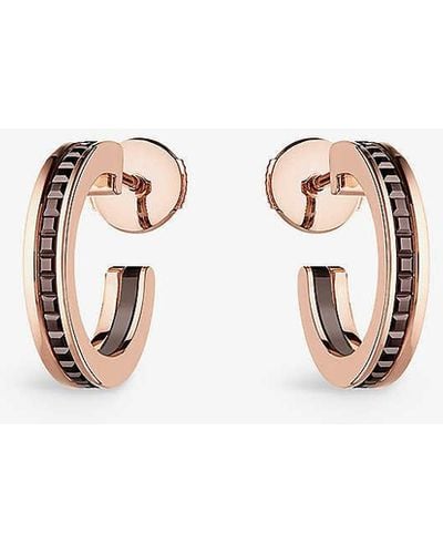 Boucheron Quatre Classique Pvd-coated 18ct Yellow And Pink-gold Hoop Earrings - White