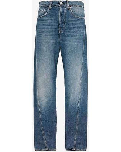 Lanvin Twisted-seam Contrast-stitch Regular-fit Jeans - Blue