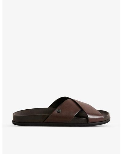 Ted Baker Oscarr Crossover-strap Flat Leather Sandals - Brown