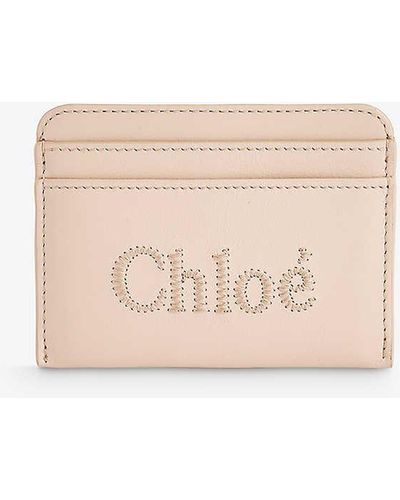 Chloé Logo-pattern Leather Cardholder - Natural
