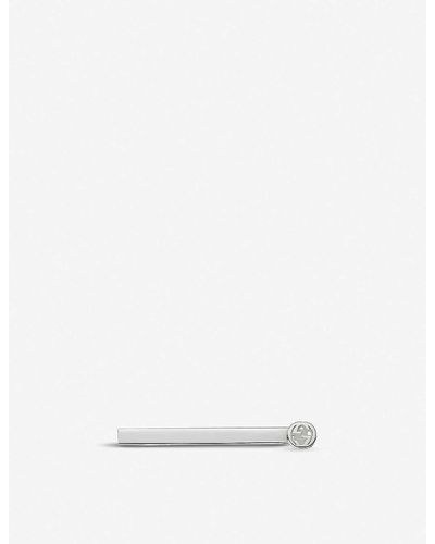 Gucci Interlocking G Sterling Silver Tie Bar - White