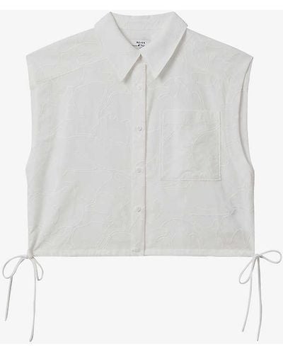 Reiss Nia Relaxed-fit Embroidered Cotton Shirt - White