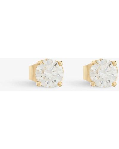 Skydiamond Stud-design Recycled 18ct Yellow-gold And 0.92ct Brilliant-cut Diamond Earrings - White