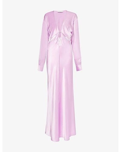 Christopher Esber Triquetra V-neck Silk Maxi Dress - Pink