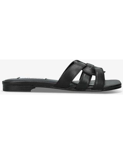 Steve Madden Vcay 017 -strap Flat Leather Sandals - Black