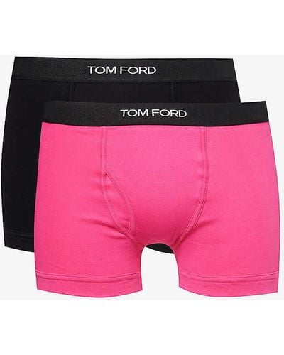 Tom Ford Logo-waistband Pack Of Two Stretch-cotton Boxer - Pink