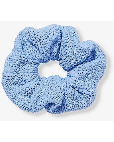 Hunza G Crinkled Stretch-woven Scrunchie - Blue
