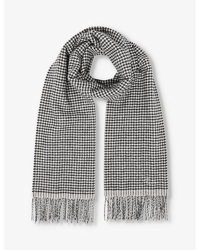 Reiss Victoria Dogtooth Wool-blend Scarf - Grey