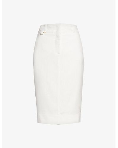 Jacquemus High-rise Split-hem Woven Midi Skirt - White