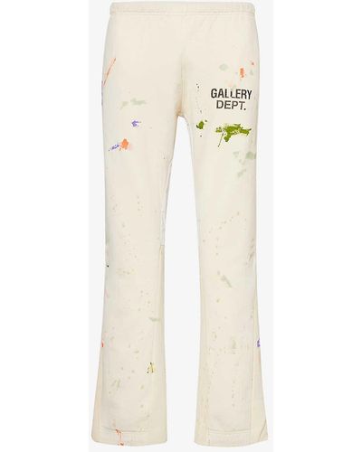GALLERY DEPT. Paint-splatter Logo-print Cotton-jersey jogging Bottoms - Natural