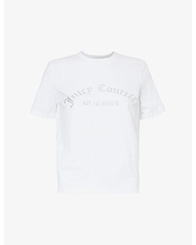 Juicy Couture Rhinestone-embellished Slim-fit Cotton-jersey T-shirt - White