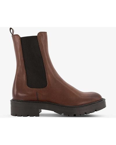 Dune Picture Cleated-sole Suede-leather Chelsea Boots - Brown