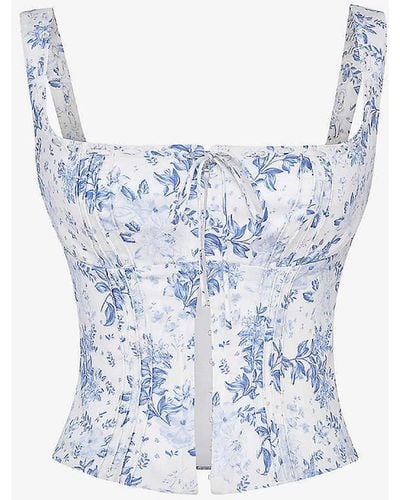 House Of Cb Chicca Sleeveless Lyocell-blend Top - Blue