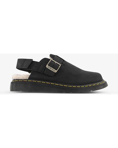 Dr. Martens Jorge Ii Tonal-stitched Suede And Leather Mules - Black