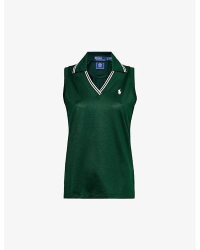 Polo Ralph Lauren X Wimbledon Recycled-polyester And Cotton-blend Polo Shirt - Green