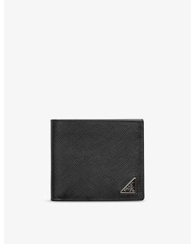 Prada Logo-plaque Saffiano Leather Wallet - Black