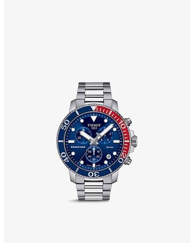 Tissot T1204171104103 Seastar 1000 Chronograph Stainless Steel Quartz Watch - Blue