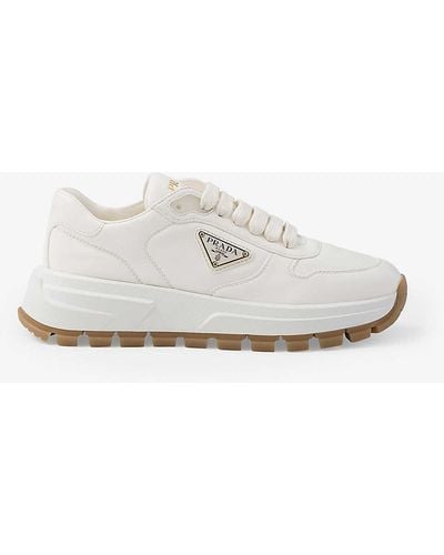 Prada Brand-plaque Leather Low-top Trainers - White