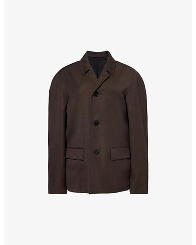Lemaire Single-breasted Wool And Linen-blend Coat - Brown