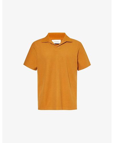 FRAME Jacquard Short-sleeve Cotton-jersey Polo Shirt - Orange