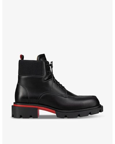 Christian Louboutin Our Walk Leather Ankle Boots - Black