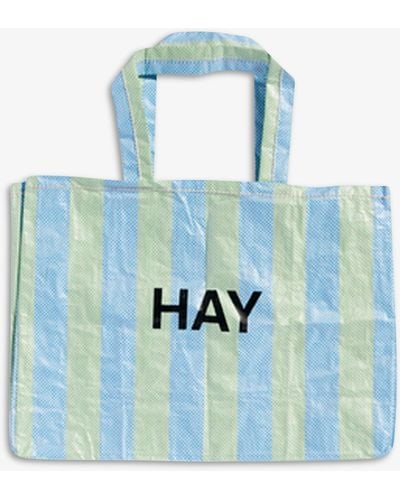 Hay Candy Stripe M Shopper Bag - Blue