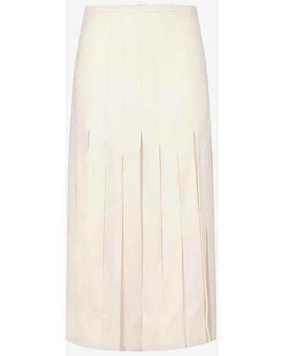 Gabriela Hearst Binka High-rise Silk And Wool-blend Midi Skirt - White