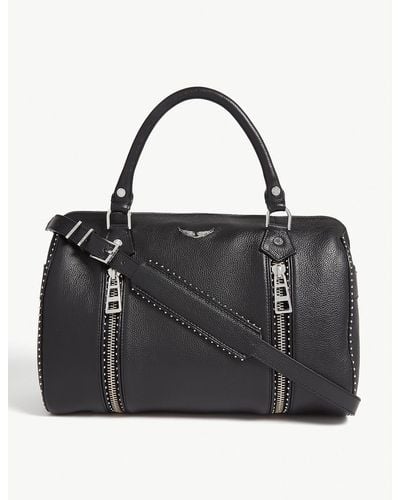 Zadig & Voltaire Sunny Studded Leather Bowling Bag - Black