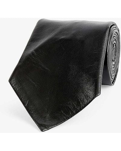 Bottega Veneta Crease-texture Leather Tie - Black